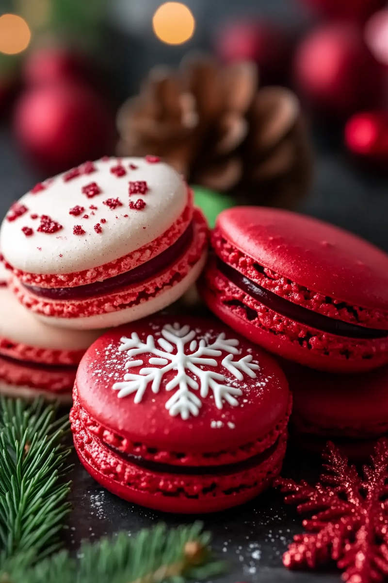 macarons, Christmas recipes, holiday baking, dessert recipes, festive treats