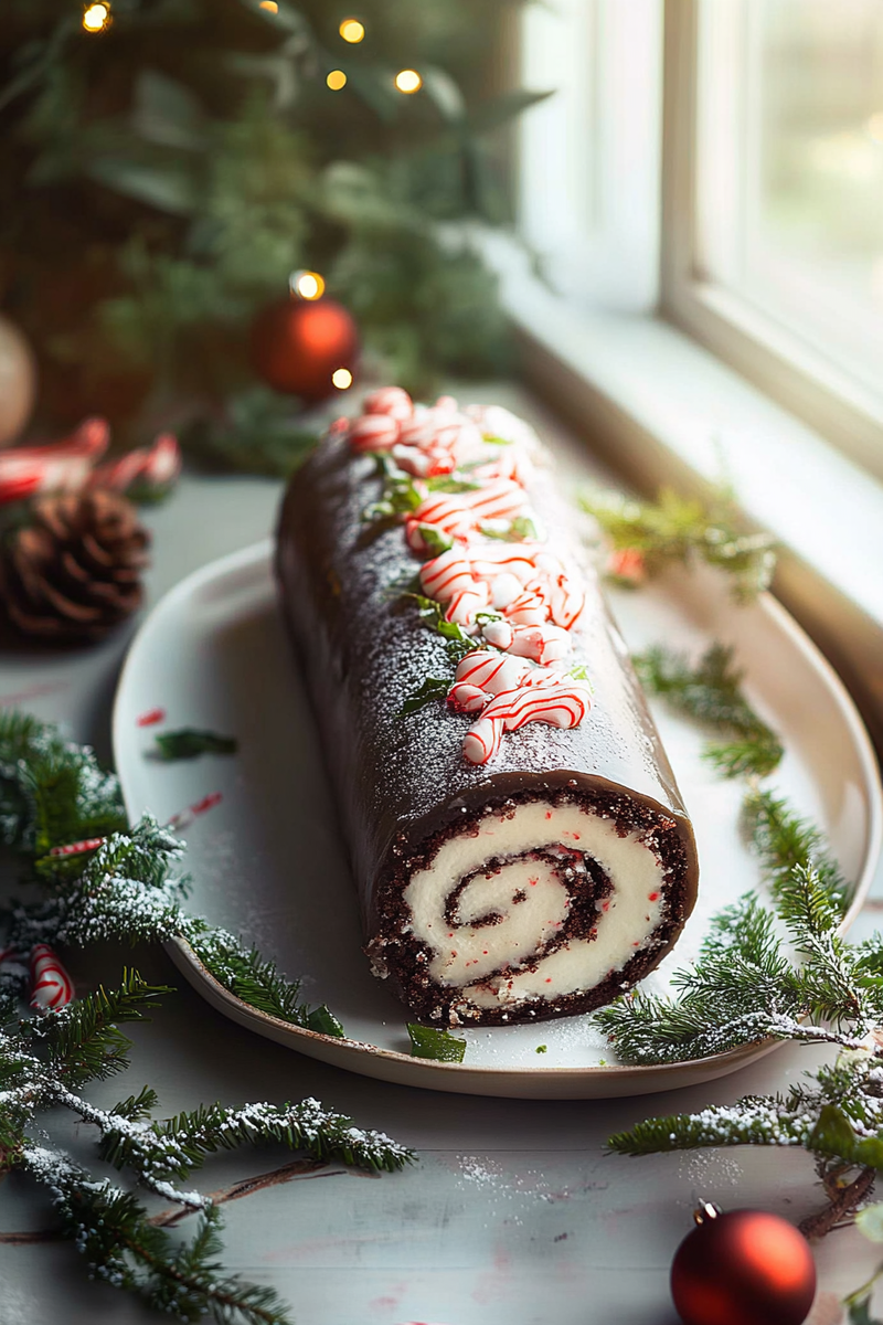 Christmas Peppermint Roll Cake