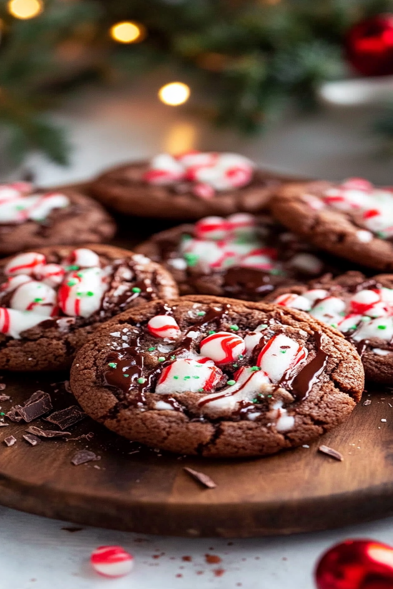 peppermint hot chocolate cookies