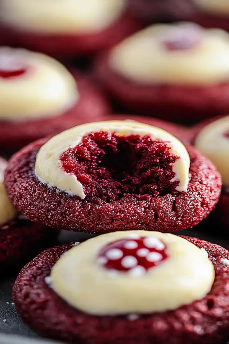 Delicious Red Velvet Thumbprint Cookies Recipe