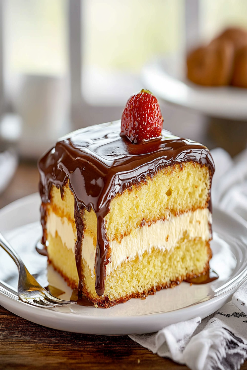 Boston Cream Poke Cake